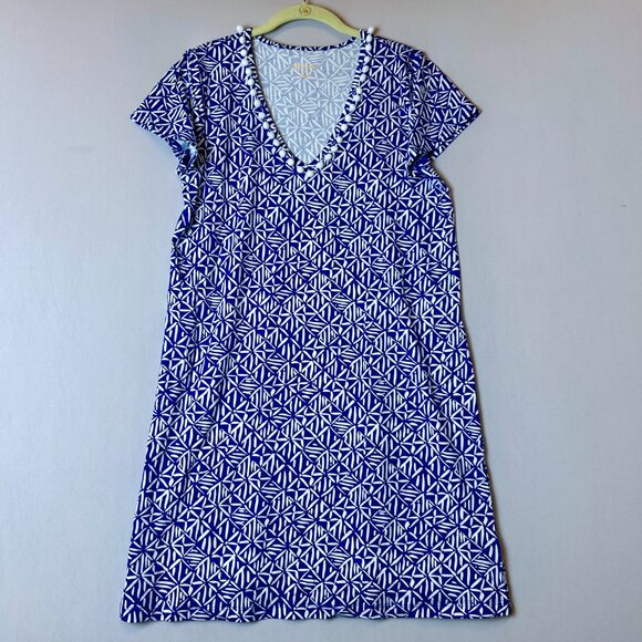 Lilly Pulitzer Etta V Neck Dress Small Blue Easy Peasy Short Sleeve A Line‎ - Picture 1 of 15